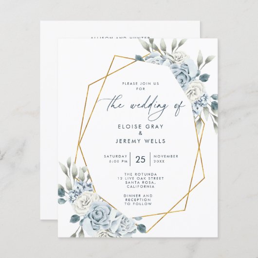 Uitnodiging tot het uitzenden van een blauwe bruil (Voorkant / Achterkant)