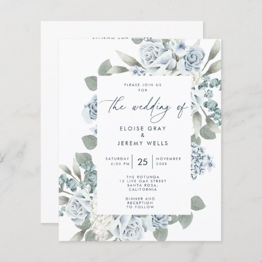 Uitnodiging tot het uitzenden van een blauwe bruil (Voorkant / Achterkant)