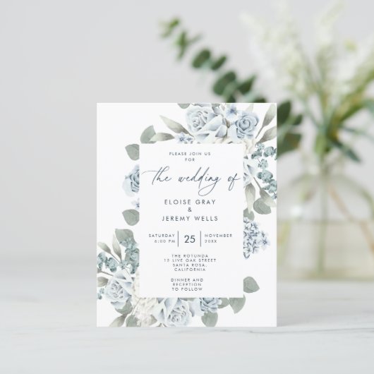 Uitnodiging tot het uitzenden van een blauwe bruil (Staand voorkant)