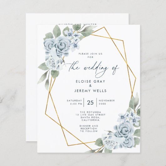 Uitnodiging tot het uitzenden van een blauwe bruil (Voorkant / Achterkant)