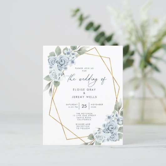 Uitnodiging tot het uitzenden van een blauwe bruil (Staand voorkant)