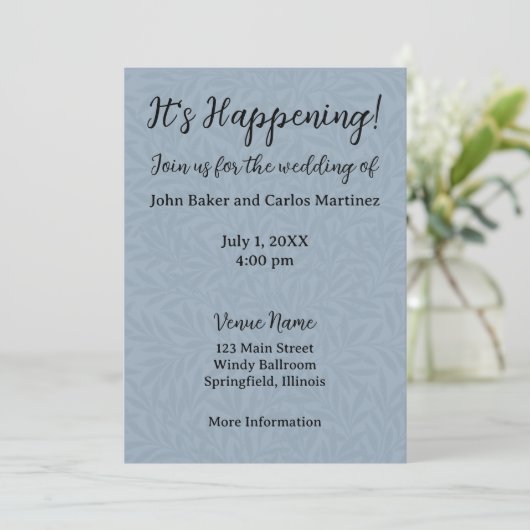 Uitnodiging tot het uitzenden van een blauwe bruil (Staand voorkant)