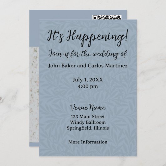 Uitnodiging tot het uitzenden van een blauwe bruil (Voorkant / Achterkant)