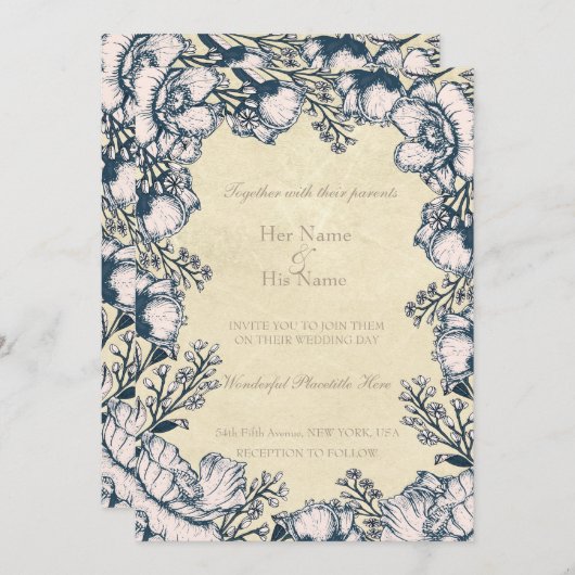 Uitnodiging tot het uitzenden van een  bloem (Voorkant / Achterkant)