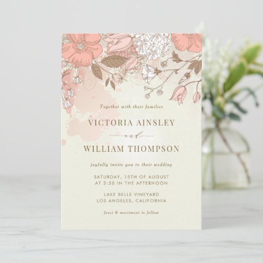 Uitnodiging tot het uitzenden van een  bloem (Staand voorkant)