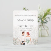 Uitnodiging tot het uitzenden van een bruid- en br (Staand voorkant)