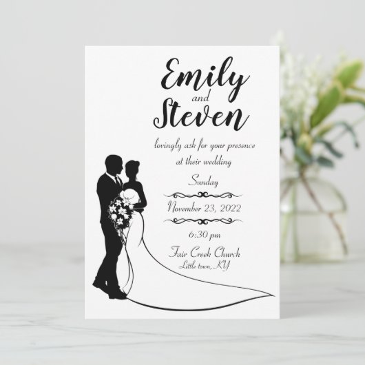 Uitnodiging tot het uitzenden van een bruid- en br (Staand voorkant)