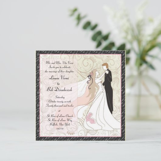 Uitnodiging tot het uitzenden van een bruid- en br (Staand voorkant)