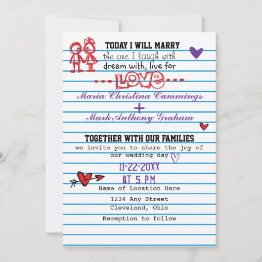 Uitnodiging tot het uitzenden van een bruiloft op  (Voorkant)