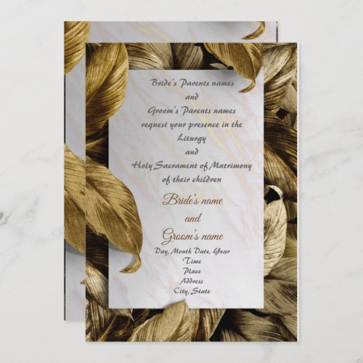 uitnodiging tot het uitzenden van een gouden brui (Voorkant / Achterkant)