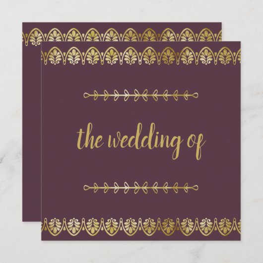 Uitnodiging tot het uitzenden van een gouden bruil (Voorkant / Achterkant)