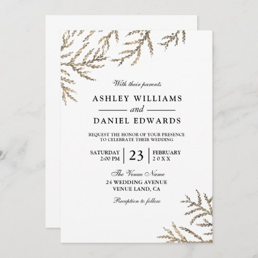 Uitnodiging tot het uitzenden van een gouden wedde (Voorkant / Achterkant)