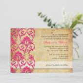  uitnodiging tot het uitzenden van een hete roze b (Staand voorkant)