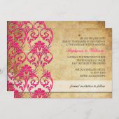  uitnodiging tot het uitzenden van een hete roze b (Voorkant / Achterkant)