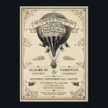 uitnodiging tot het uitzenden van een hotline doo<br><div class="desc">Deze  look Wedding Invitation is voorzien van een oude Victoriaans gravure van een heteluchtballon en vingerwijzertekens. Antiek papieren achtergrond met decoratief scrollwerk. Aanpassen met uw eigen tekst. Deze uitnodiging is ideaal voor: gotisch,  rustiek,  steampunk,  Victoriaans,  antiek,  oud of uniek. Kijk in mijn winkel voor meer als dit. http://www.zazzle.com/vintage_hot_air_balloon_wedding_rsvp_announcements-256441462052729409?rf=238158558044165823</div>