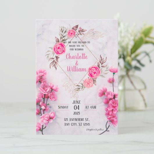 Uitnodiging tot het uitzenden van een huwelijk met (Staand voorkant)