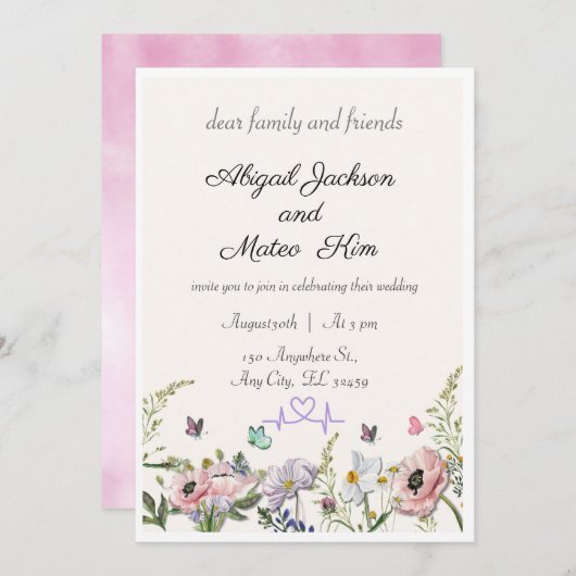 Uitnodiging tot het uitzenden van een huwelijk met (Voorkant / Achterkant)