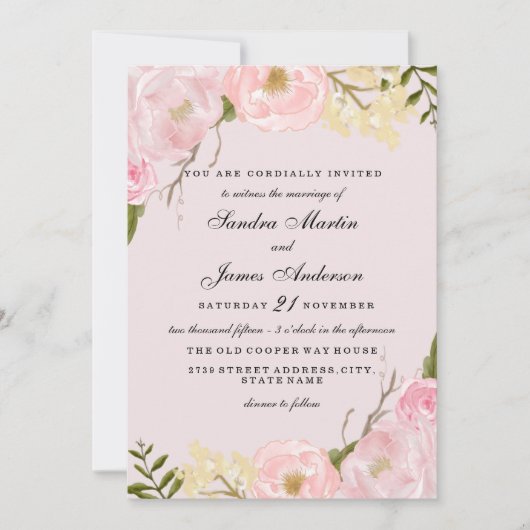 Uitnodiging tot het uitzenden van een huwelijk met (Voorkant)