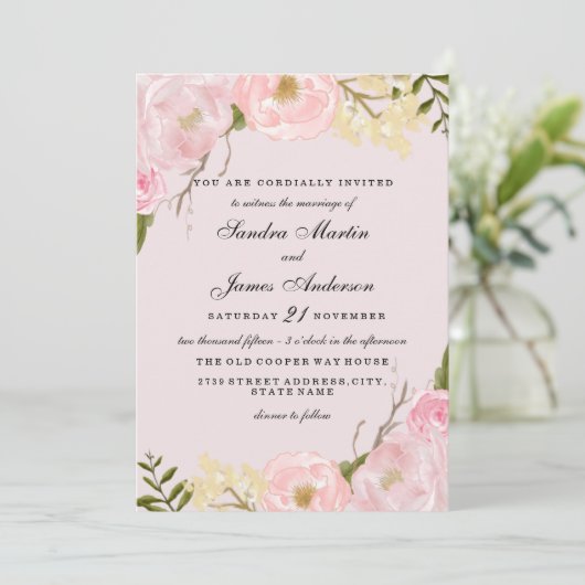 Uitnodiging tot het uitzenden van een huwelijk met (Staand voorkant)