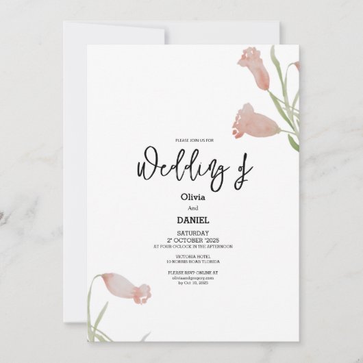 Uitnodiging tot het uitzenden van een huwelijk met (Voorkant)