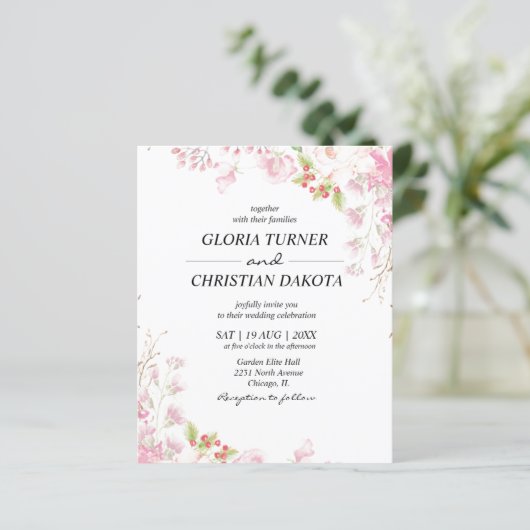 Uitnodiging tot het uitzenden van een huwelijk met (Staand voorkant)