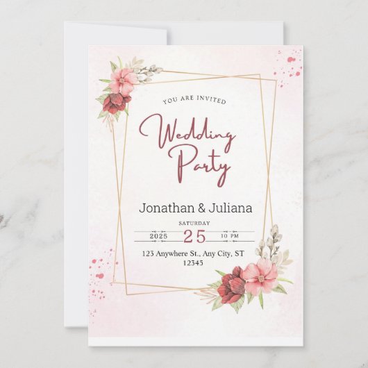 Uitnodiging tot het uitzenden van een huwelijk met (Voorkant)