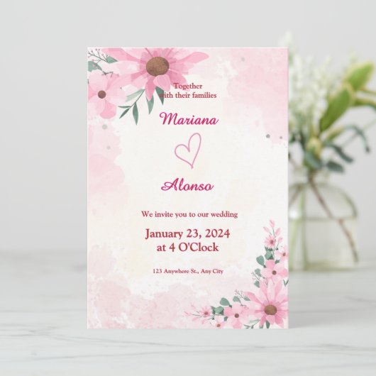 Uitnodiging tot het uitzenden van een huwelijk met (Staand voorkant)