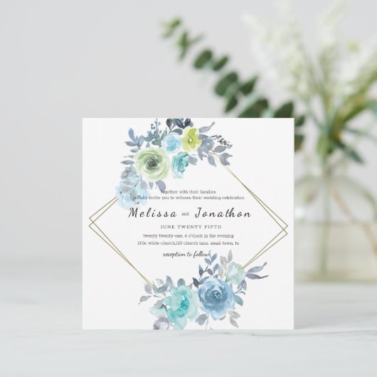 Uitnodiging tot het uitzenden van een lichte blauw (Staand voorkant)