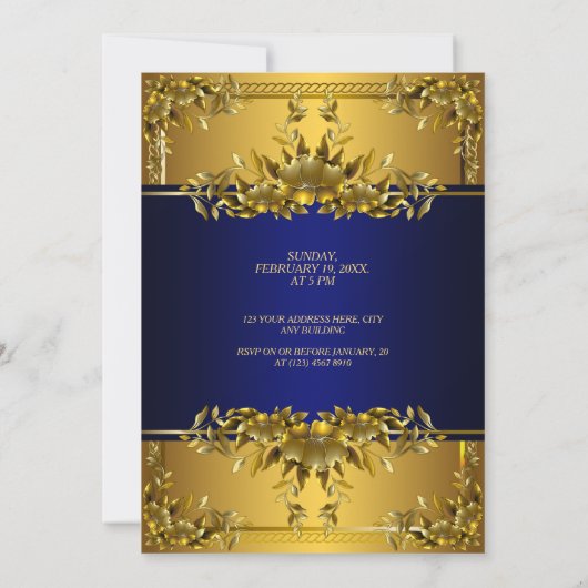 Uitnodiging tot het uitzenden van een luxe goudple (Achterkant)