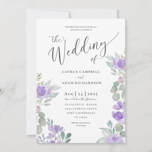 Uitnodiging tot het uitzenden van een Paars met eu (Voorkant)