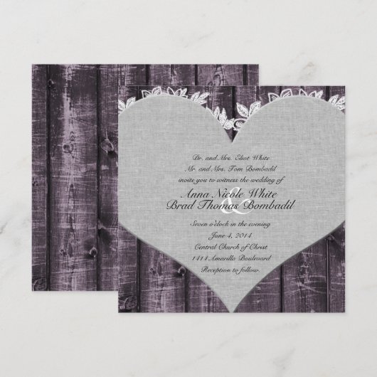 Uitnodiging tot het uitzenden van een Paars-ruwhou (Voorkant / Achterkant)