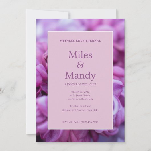 Uitnodiging tot het uitzenden van een Paarse Flora (Voorkant)