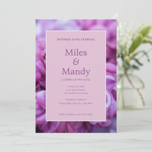 Uitnodiging tot het uitzenden van een Paarse Flora (Staand voorkant)