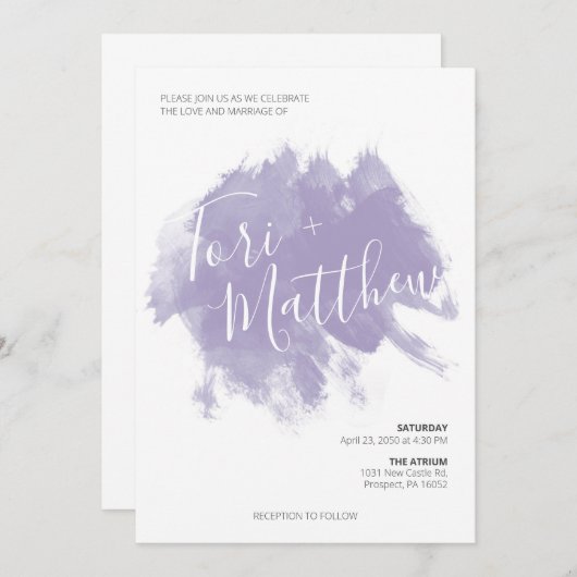 Uitnodiging tot het uitzenden van een Paarse verfs (Voorkant / Achterkant)