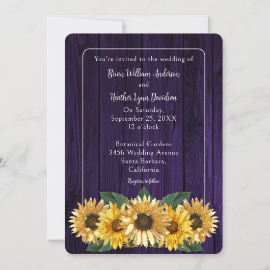 Uitnodiging tot het uitzenden van een Paarse zonne (Voorkant)