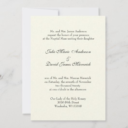 Uitnodiging tot het uitzenden van een peulkatholie (Achterkant)