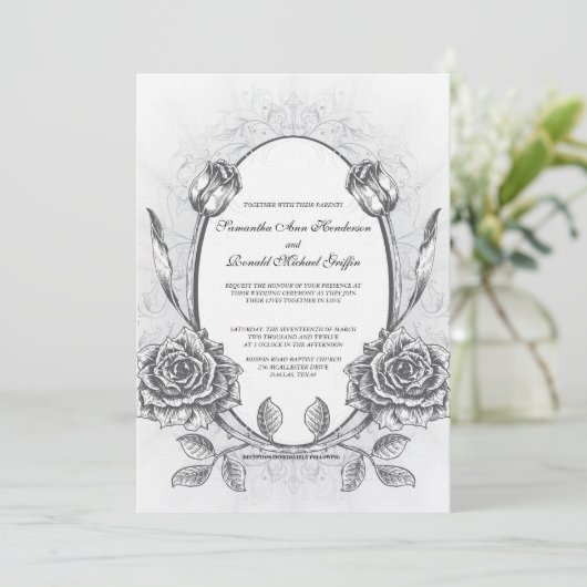 Uitnodiging tot het uitzenden van een  Roos (Staand voorkant)