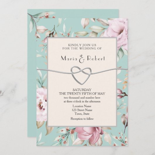 Uitnodiging tot het uitzenden van een roze bruilof (Voorkant / Achterkant)