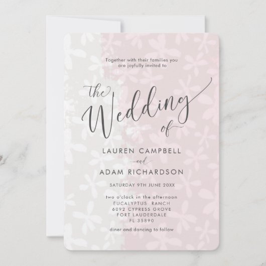 Uitnodiging tot het uitzenden van een roze bruilof (Voorkant)