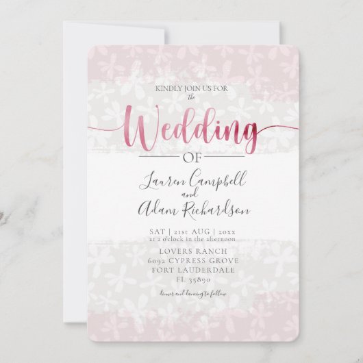 Uitnodiging tot het uitzenden van een roze bruilof (Voorkant)
