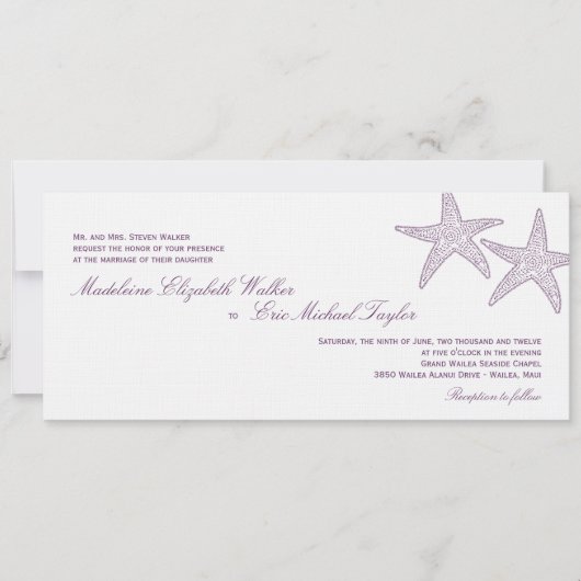 Uitnodiging tot het uitzenden van een Starfish Wed (Voorkant)