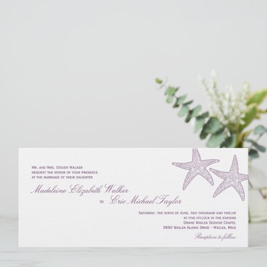 Uitnodiging tot het uitzenden van een Starfish Wed (Staand voorkant)