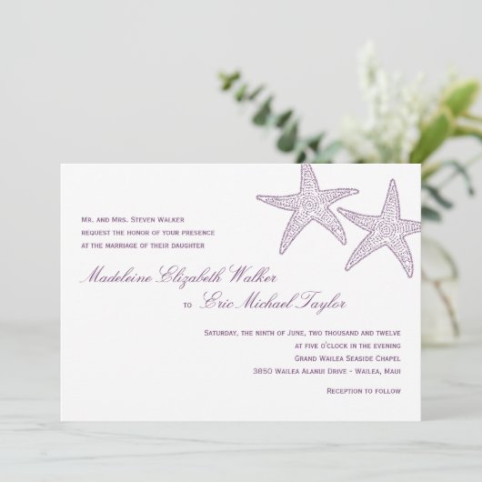 Uitnodiging tot het uitzenden van een Starfish Wed (Staand voorkant)