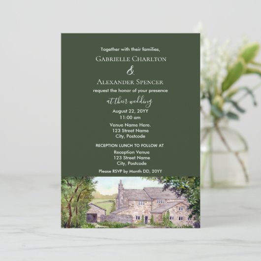 Uitnodiging tot het uitzenden van een stone Bridge (Staand voorkant)