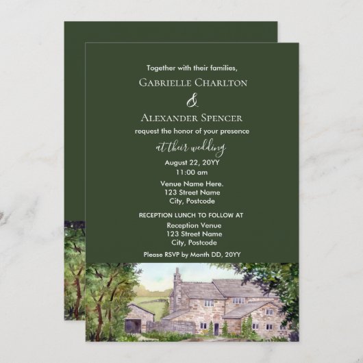 Uitnodiging tot het uitzenden van een stone Bridge (Voorkant / Achterkant)