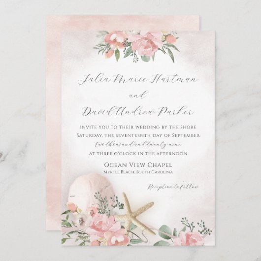  uitnodiging tot het uitzenden van een strandbruil (Voorkant / Achterkant)