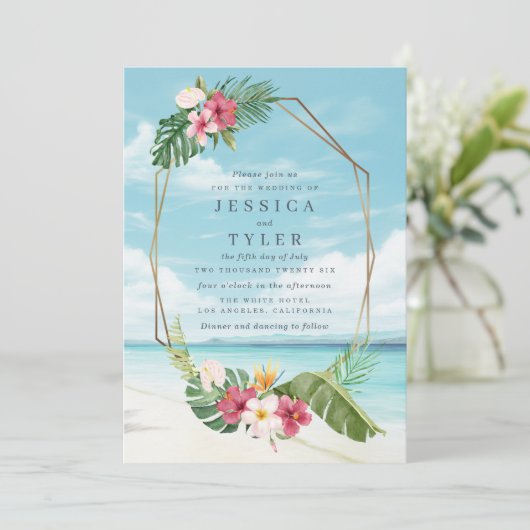 Uitnodiging tot het uitzenden van een tropische ke (Staand voorkant)