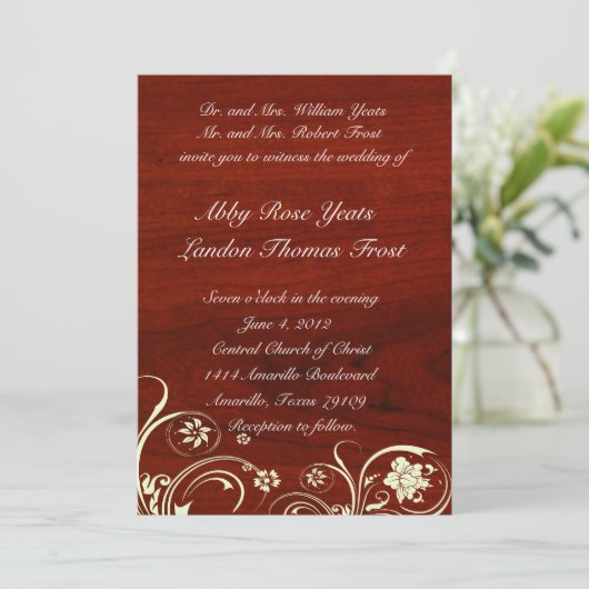 Uitnodiging tot het uitzenden van gepolijst hout (Staand voorkant)