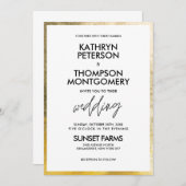 Uitnodiging tot het uitzenden van goudbruinhuwelij (Voorkant / Achterkant)