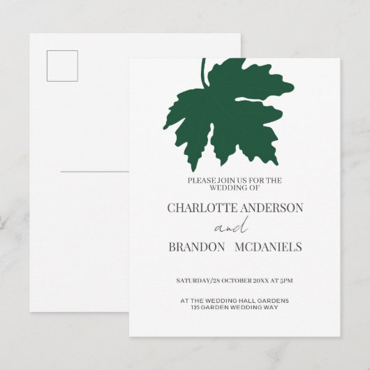 Uitnodiging tot het uitzenden van groene mantel (Voorkant / Achterkant)